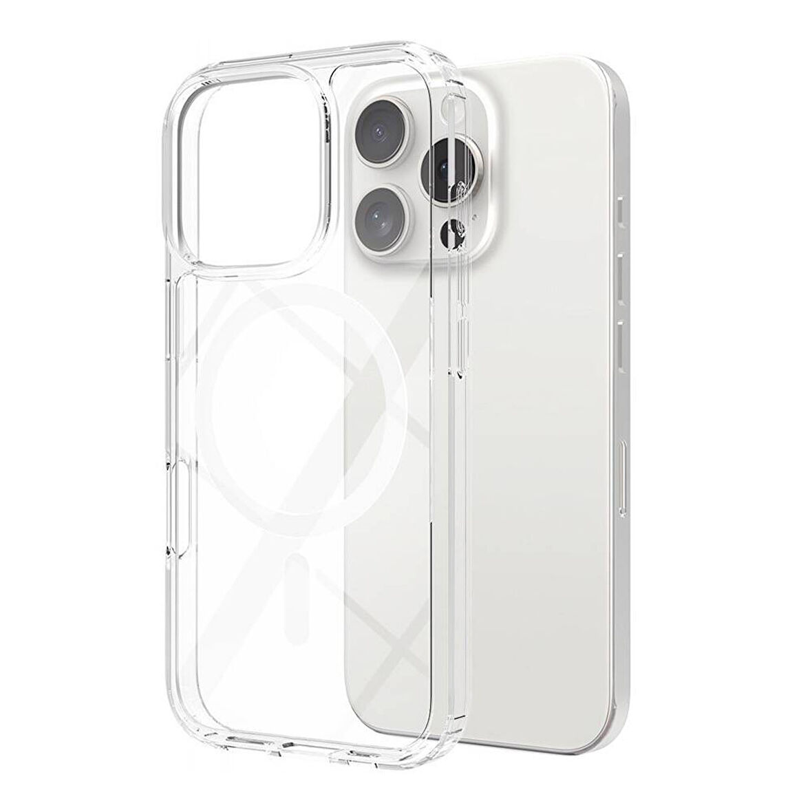 Forzacase iPhone 16 Pro Max ile uyumlu ClearMag Serisi Magsafe Şarj Özellikli Şeffaf Sert PC Kılıf