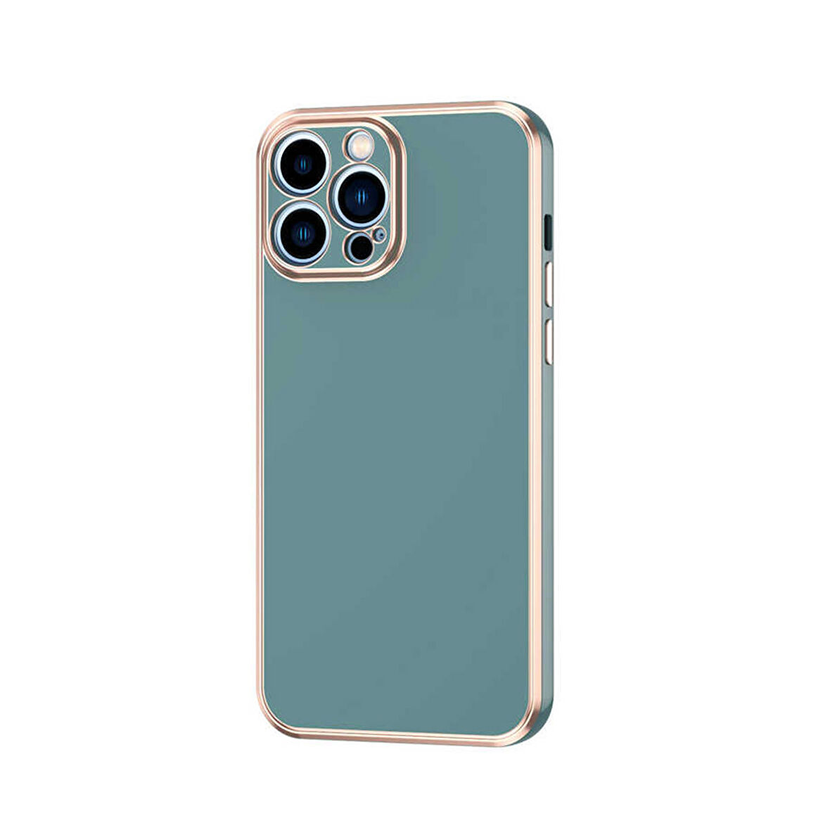 Forzacase iPhone 13 Pro uyumlu Luxury Serisi Altın Çerçeveli Silikon Kılıf