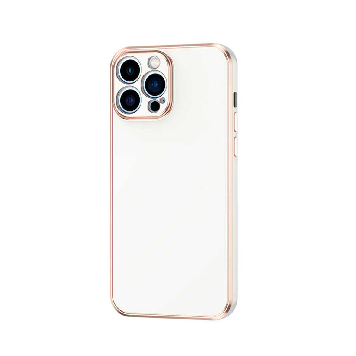 Forzacase iPhone 13 Pro Max uyumlu Luxury Serisi Altın Çerçeveli Silikon Kılıf