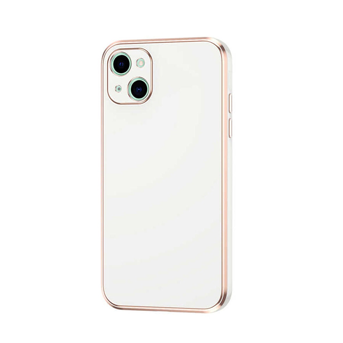 Forzacase iPhone 14 uyumlu Luxury Serisi Altın Çerçeveli Silikon Kılıf