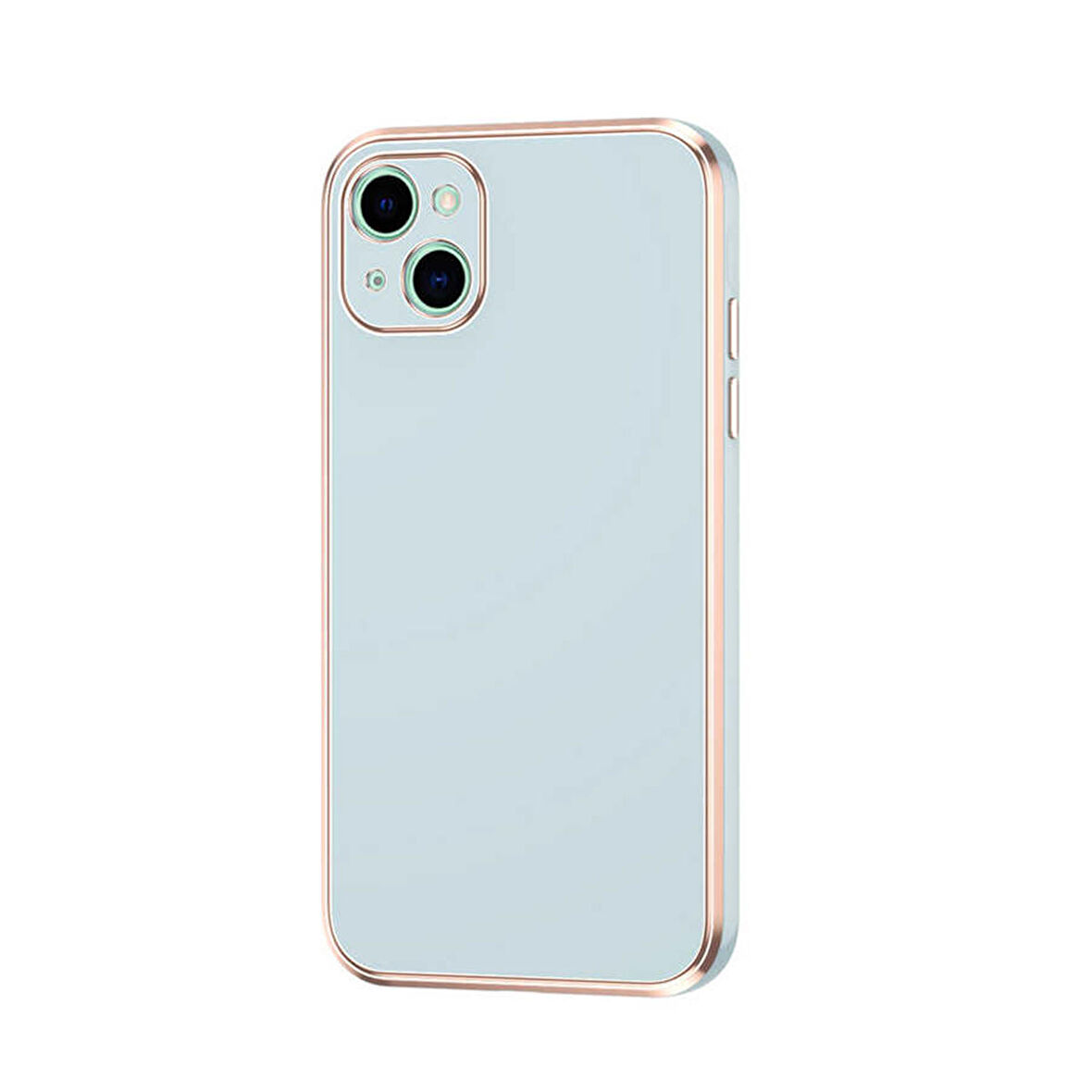 Forzacase iPhone 14 Plus uyumlu Luxury Serisi Altın Çerçeveli Silikon Kılıf
