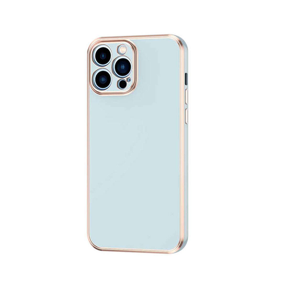 Forzacase iPhone 14 Pro uyumlu Luxury Serisi Altın Çerçeveli Silikon Kılıf