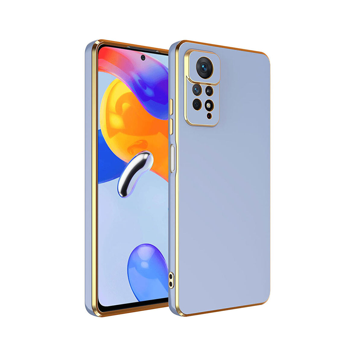 Forzacase Xiaomi Redmi Note 12 Pro 4G uyumlu Luxury Serisi Altın Çerçeveli Silikon Kılıf