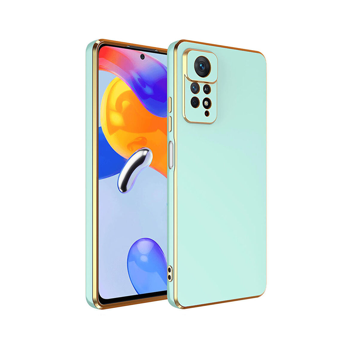 Forzacase Xiaomi Redmi Note 12 Pro 4G uyumlu Luxury Serisi Altın Çerçeveli Silikon Kılıf