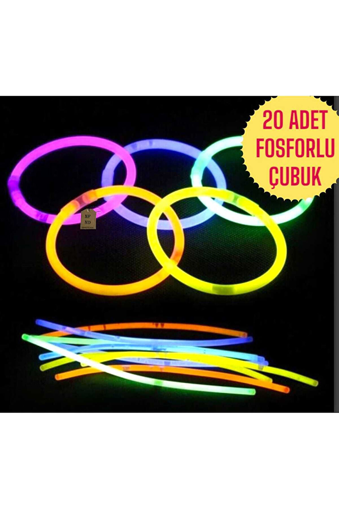 20 ADET NEON FOSFORLU PARTİ ÇUBUK BİLEKLİK GECE PARLAYAN GLOW STİCK IŞIK 20 ÇUBUK+20 BAĞLANTI APARAT