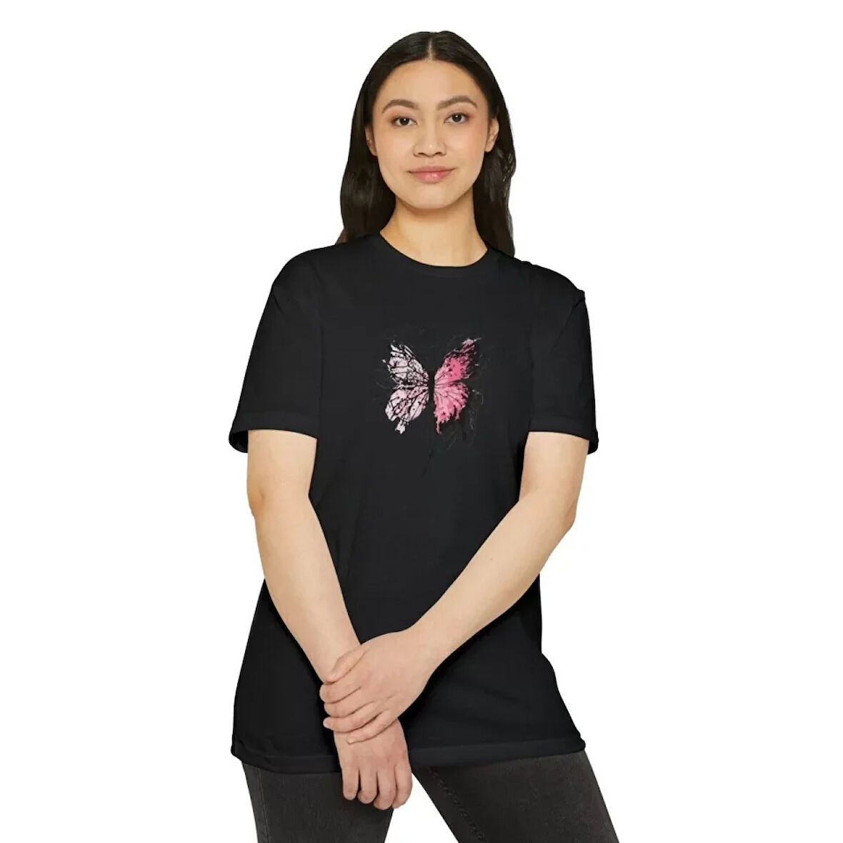 FD GİYİM Unisex Bisiklet Yaka Baskılı T-Shirt - Siyah