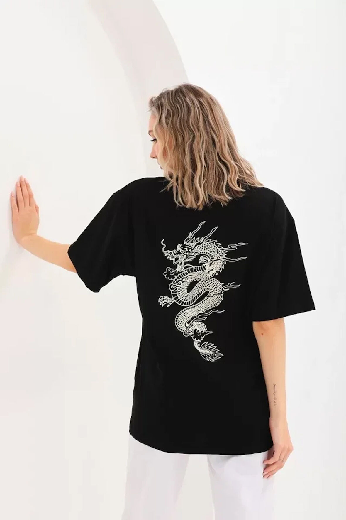 FD GİYİM Unisex Baskılı Oversize T-Shirt - Siyah