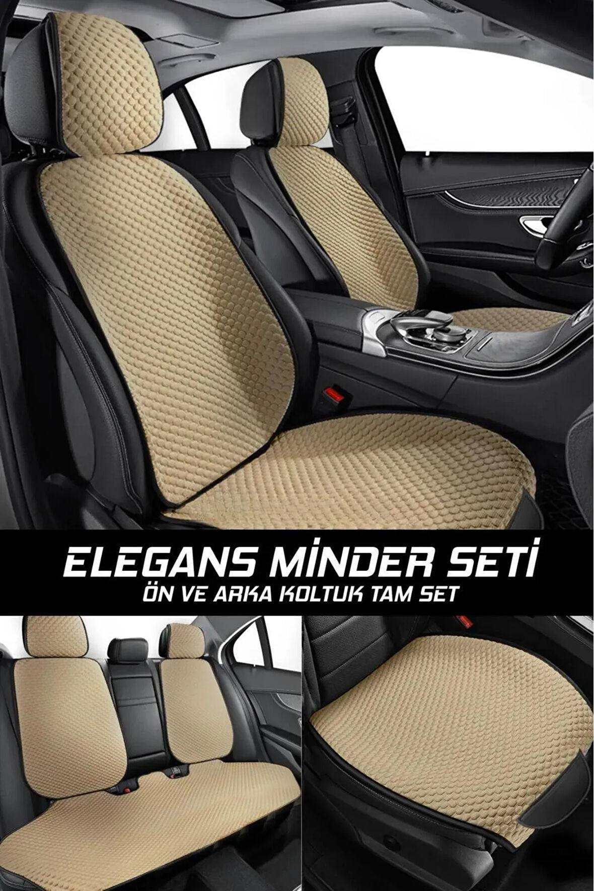 Land Rover Range Rover Evoque UYUMLU  Cepli Terletmez Oto  Minderi Kılıfı Ön Arka Tam Set Sırtlı Başlıklı BEJ