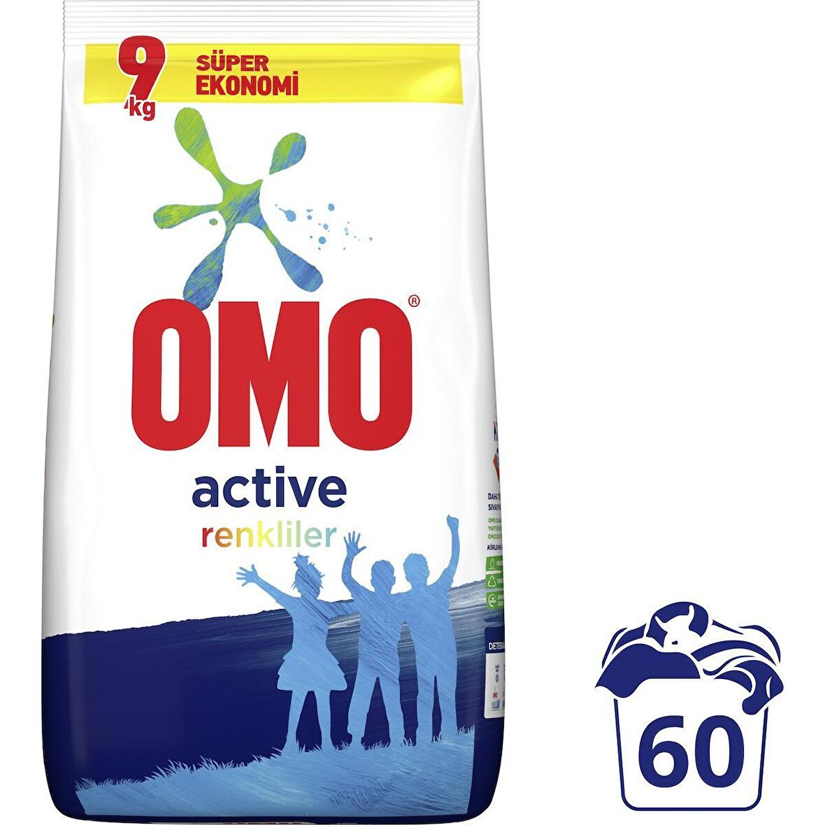 Omo Active Fresh Toz Çamaşır Deterjanı Renkliler İçin En Zorlu Lekeleri İlk Yıkamada Çıkarır 9 KG 60 Yıkama