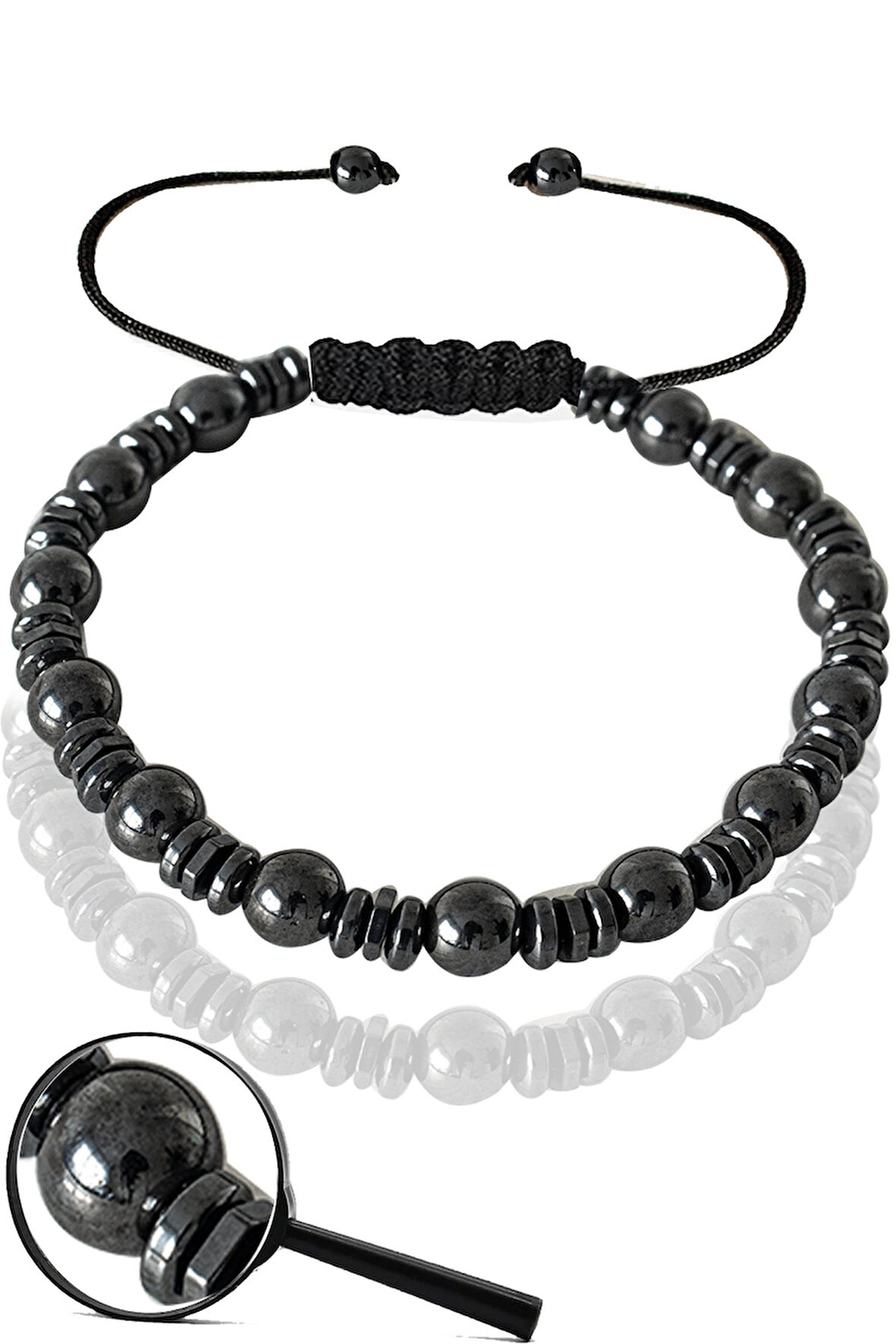 Sertifikalı Makrome Gerçek Terahertz Taşı Bileklik - Ayarlamalı