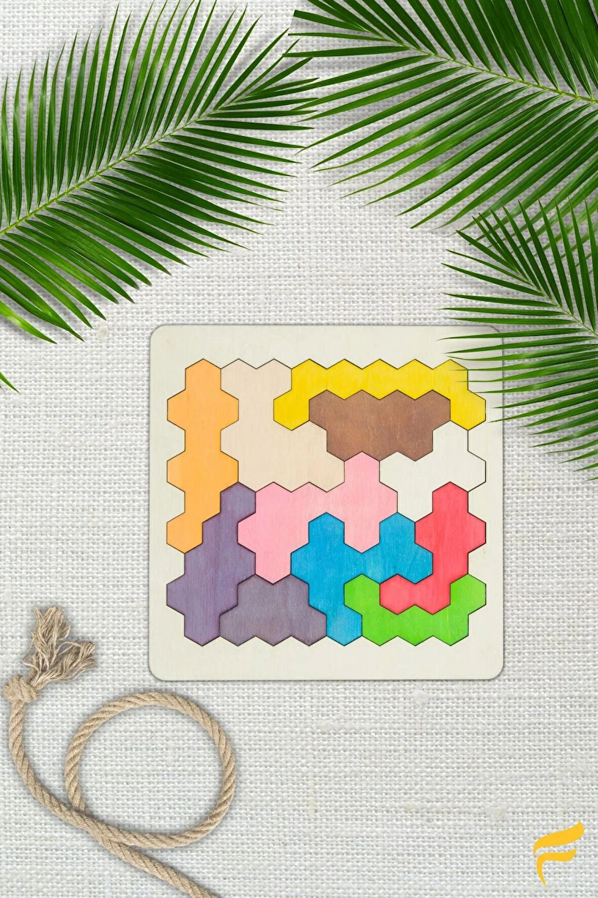 Ahşap Altıgen Petek Blok 11 Parçalı Puzzle