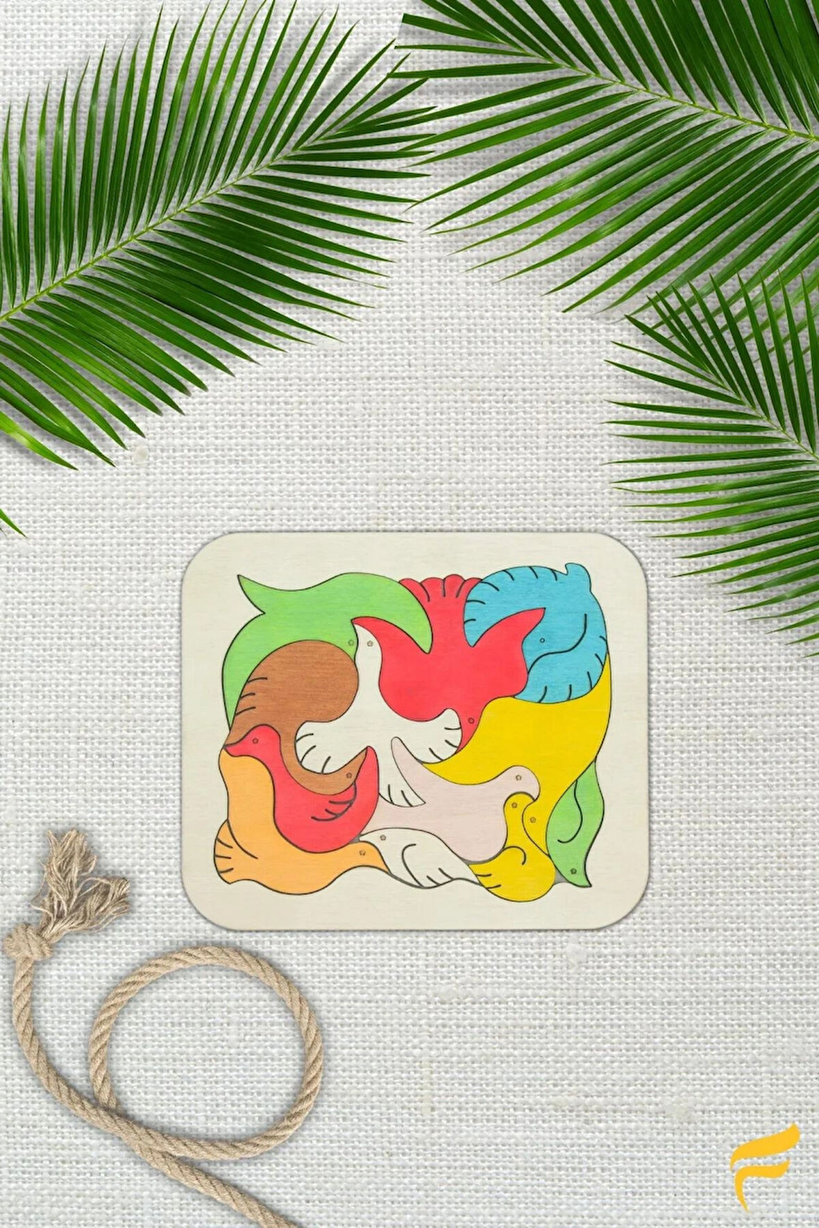 Ahşap Renkli Kuşlar 12 Parçalı Puzzle