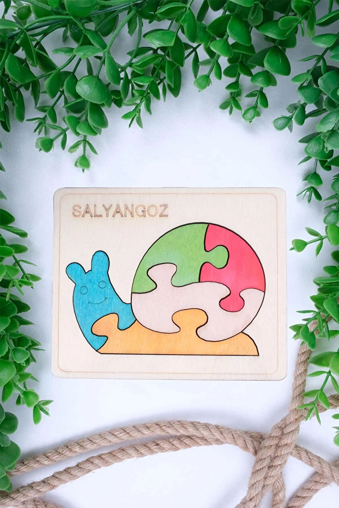 Ahşap Salyangoz Figürlü Puzzle