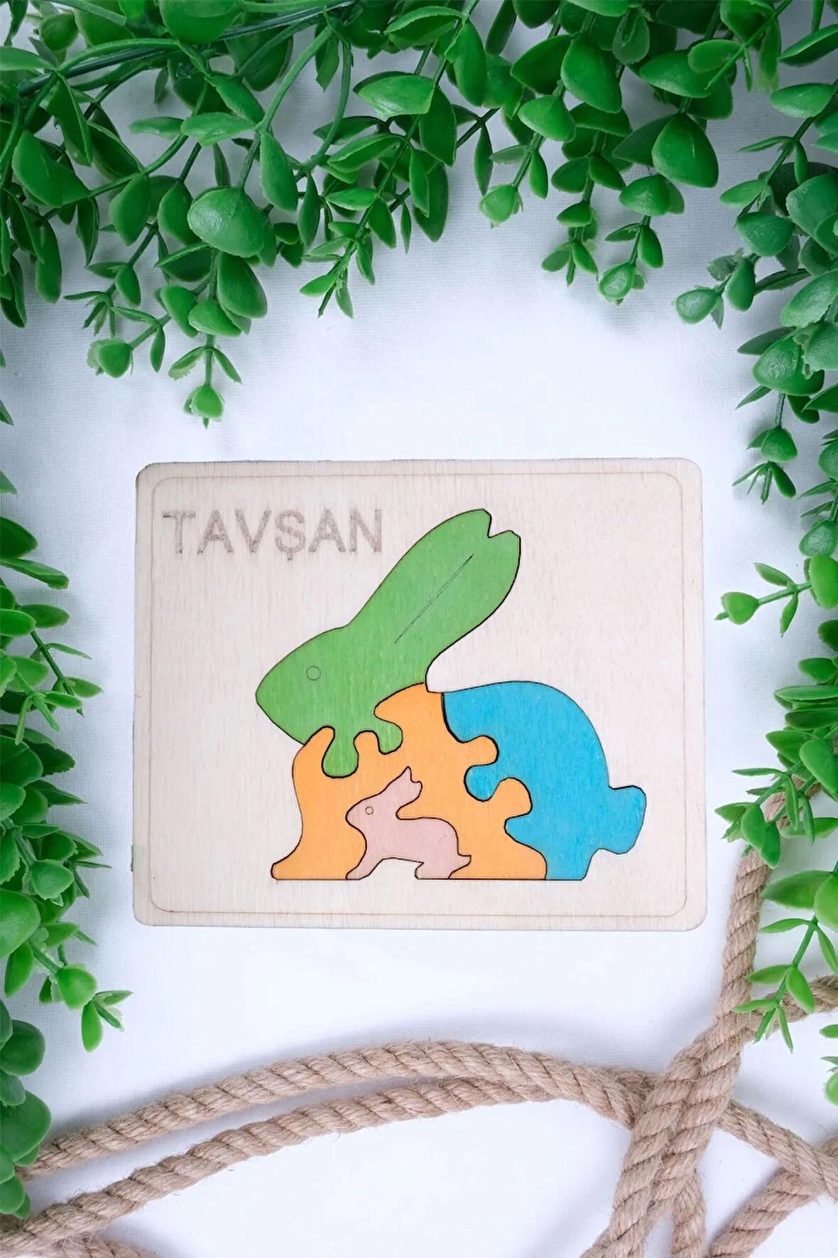Ahşap Tavşan Figürlü Puzzle