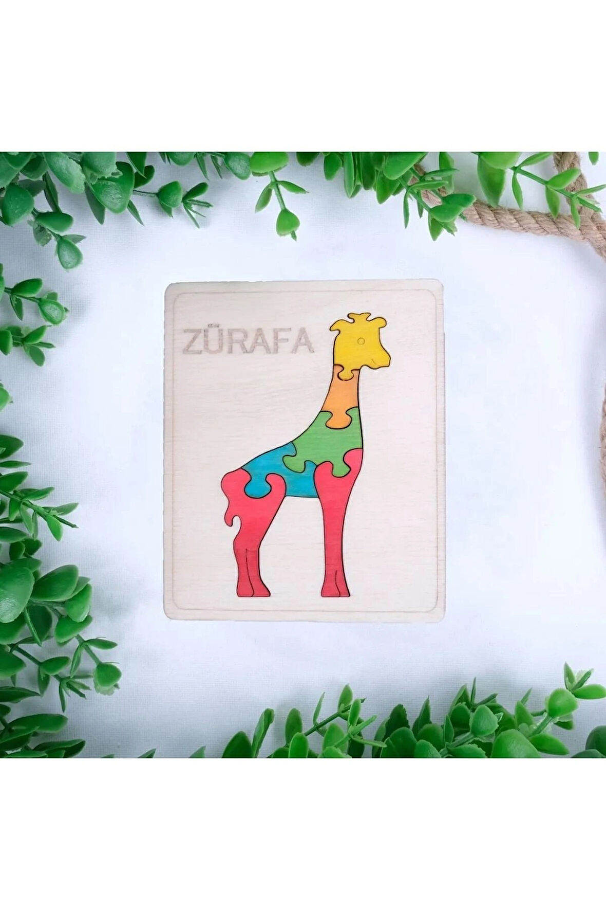 Ahşap Zürafa Figürlü Puzzle