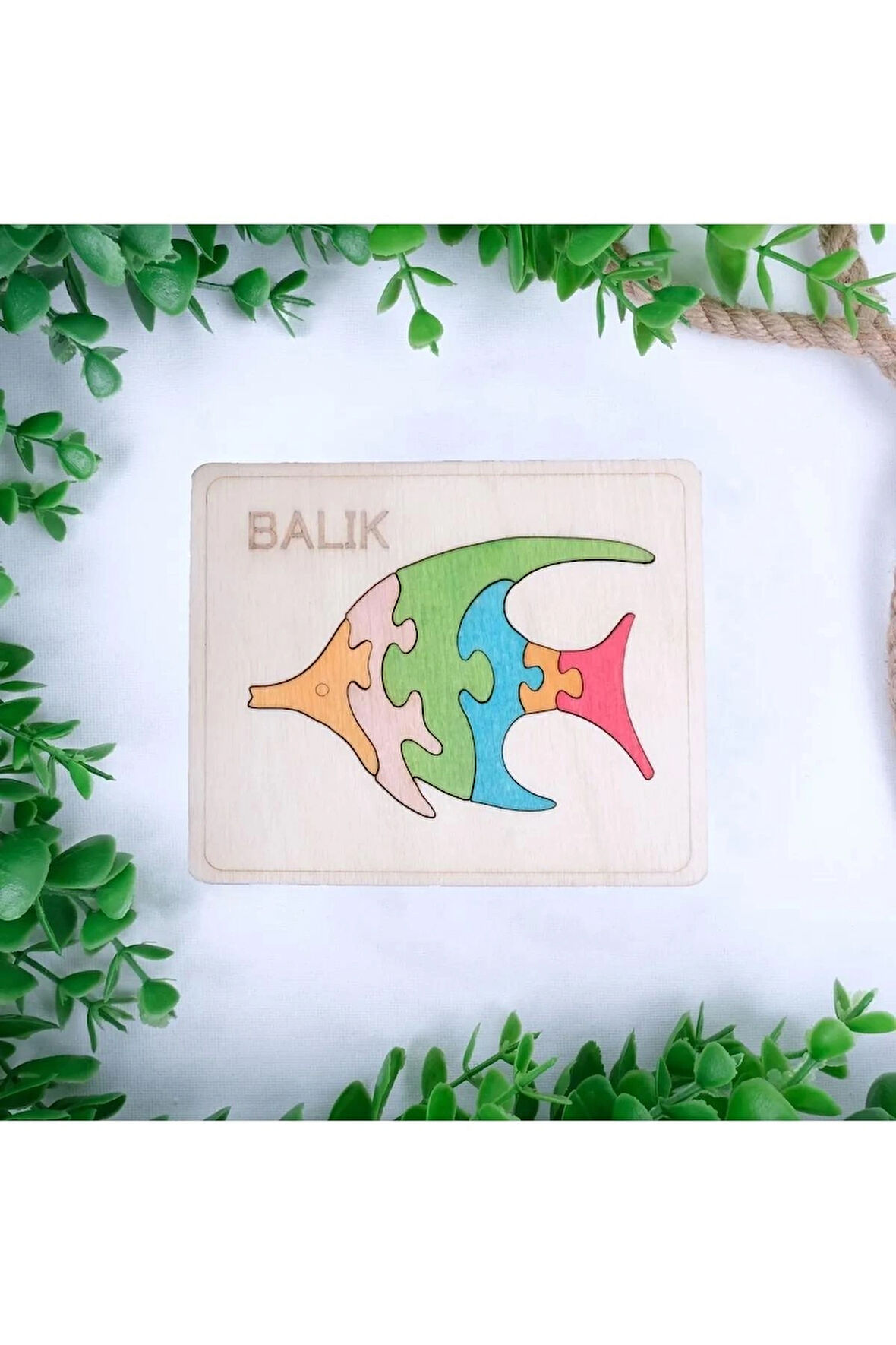 Ahşap Balık Figürlü 6 Parça Puzzle