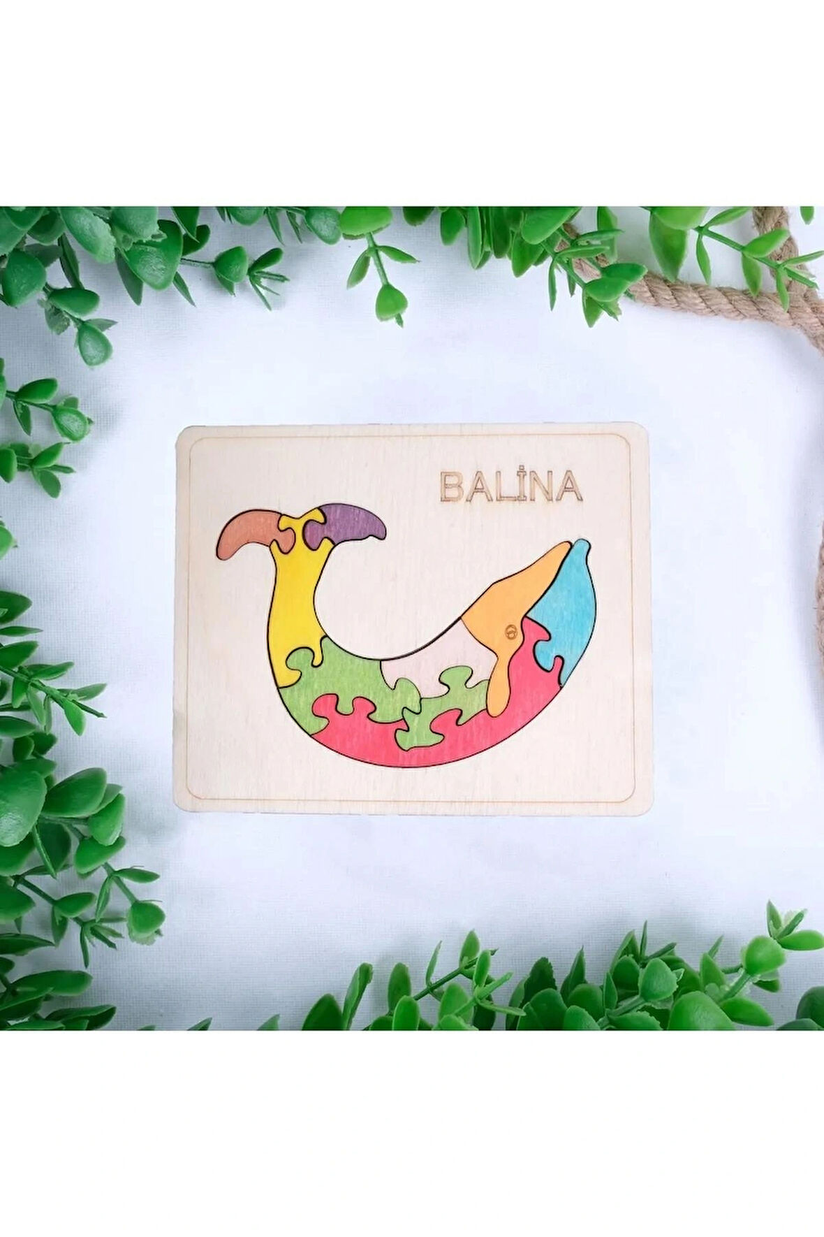 Ahşap Balina Figürlü Puzzle