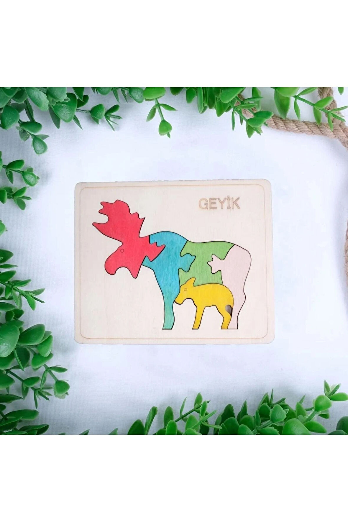 Ahşap Geyik Figürlü Puzzle