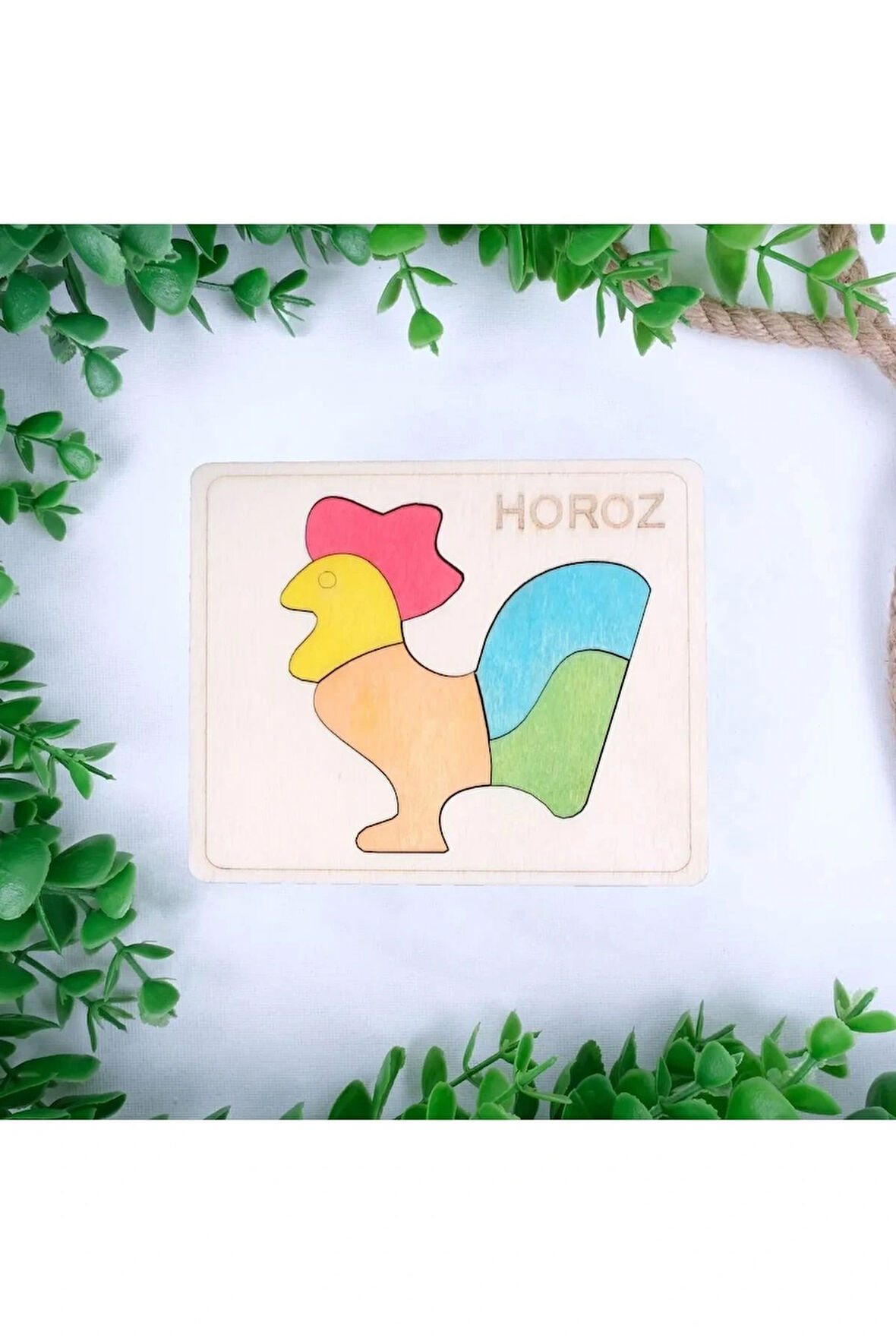 Ahşap Horoz Figürlü Puzzle