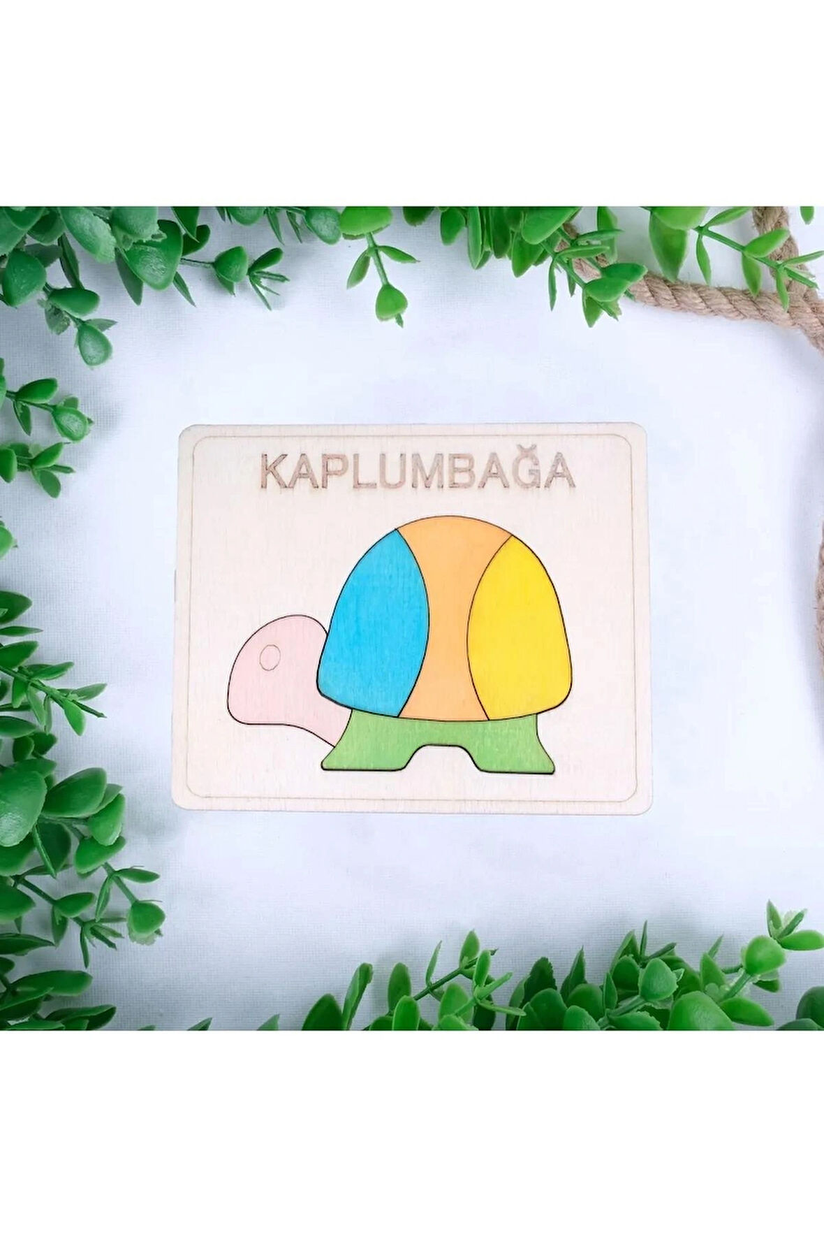 Ahşap Kaplumbağa Figürlü 5 Parça Puzzle