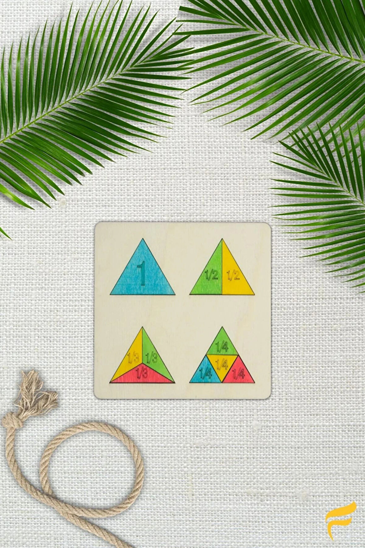 Ahşap Üçgen Kesirler 10 Parçalı Puzzle