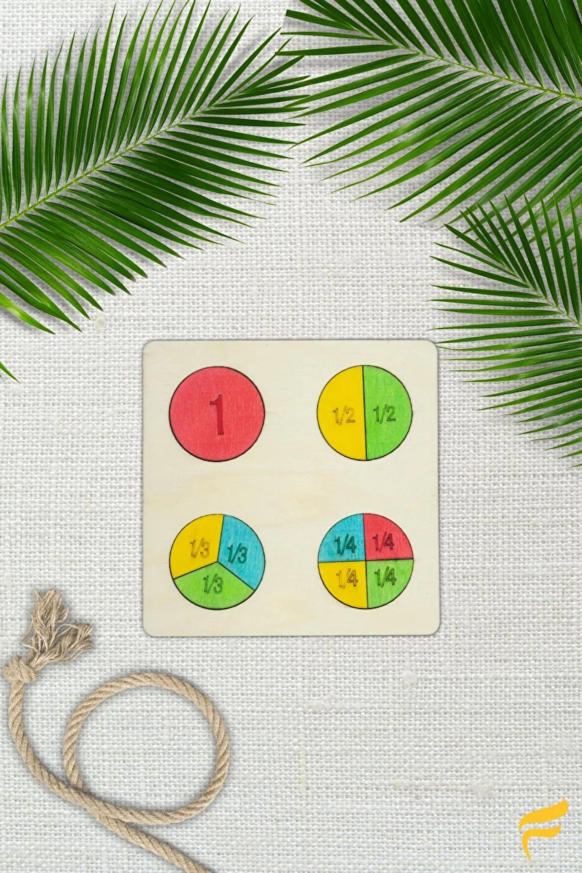 Ahşap Dairesel Kesirler 10 Parçalı Puzzle