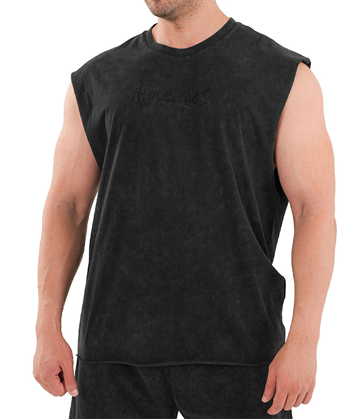 Kingsize Darksteel Antik Yıkamalı Kolsuz T-Shirt Siyah