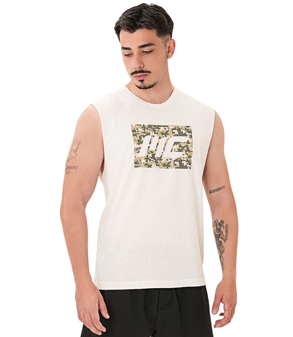 MuscleCloth Tactical Kolsuz T-Shirt Kırık Beyaz