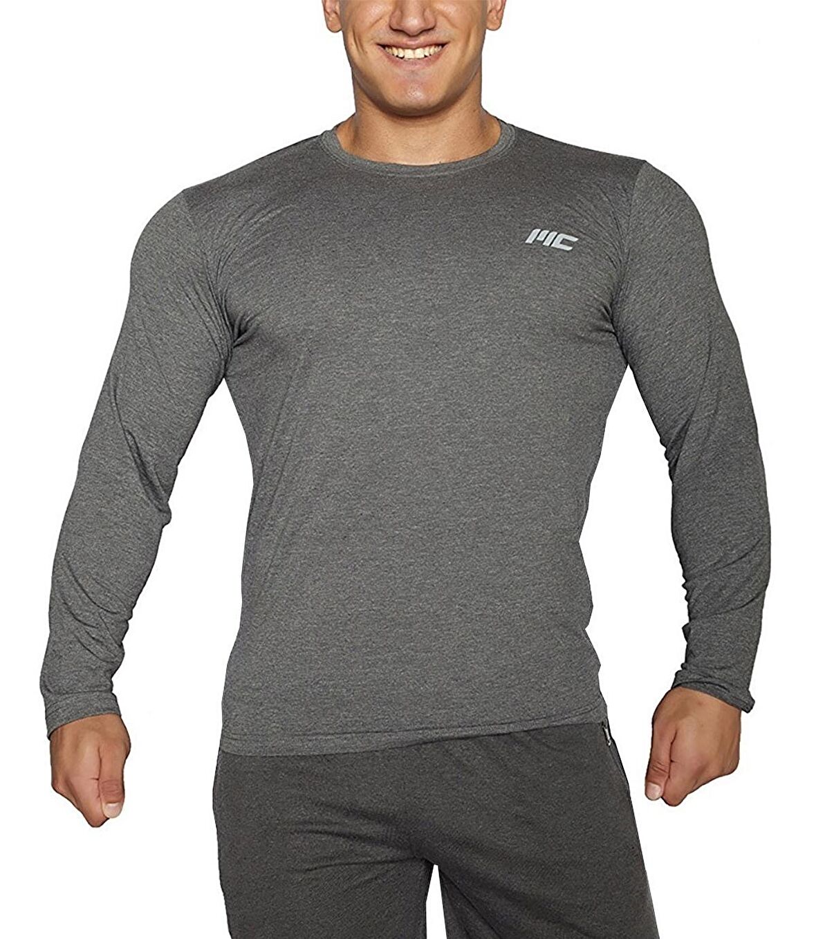 MuscleCloth Basic Uzun Kollu T-Shirt Gri