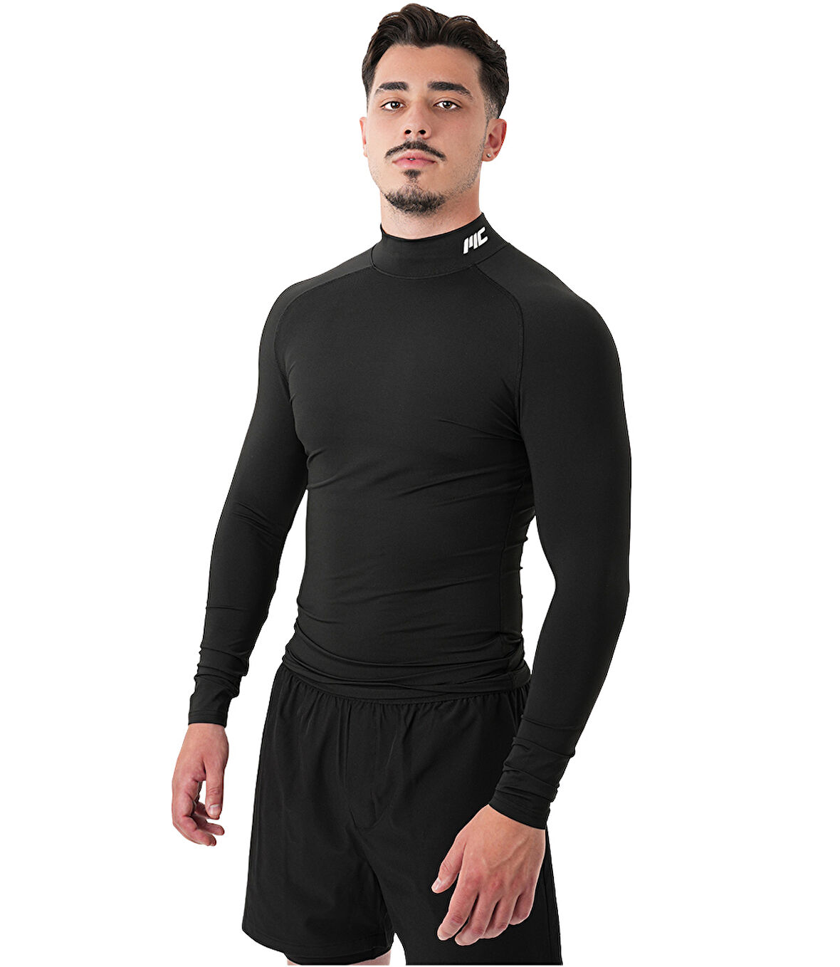 MuscleCloth Tech Mock Uzun Kollu T-Shirt Siyah