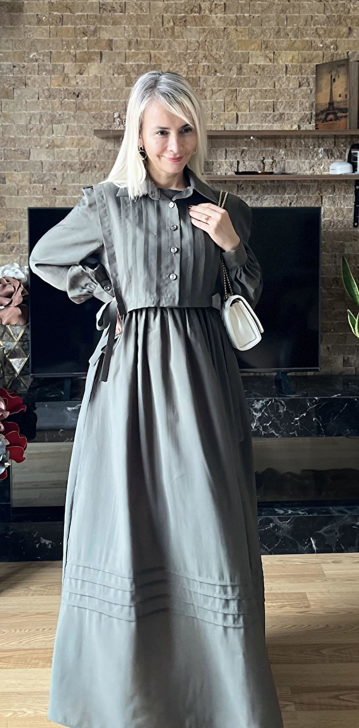 Yanları Bağlamalı Yelekli Elbise, Tesettür Uyumlu Bağlamalı Yelekli Elbise