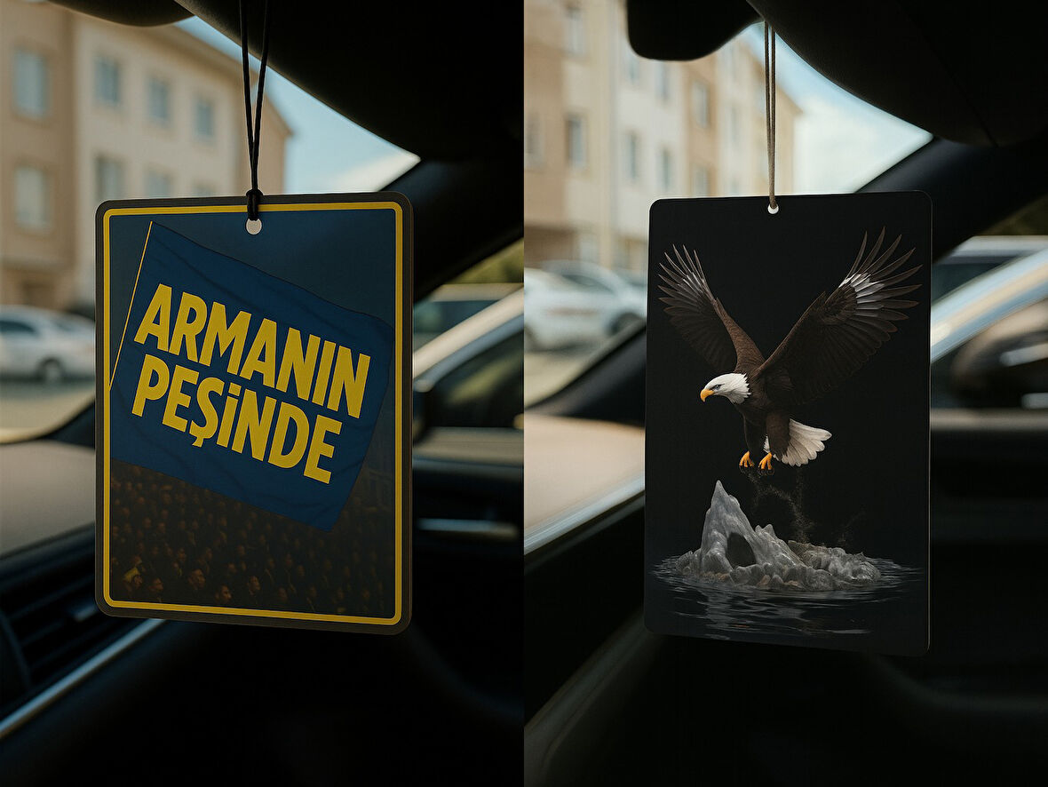 Sarı Lacivert Armanın Peşinde ve Kartal - İkili Oto Kokusu - Dekoratif Araç Kokusu ve Aksesuarı