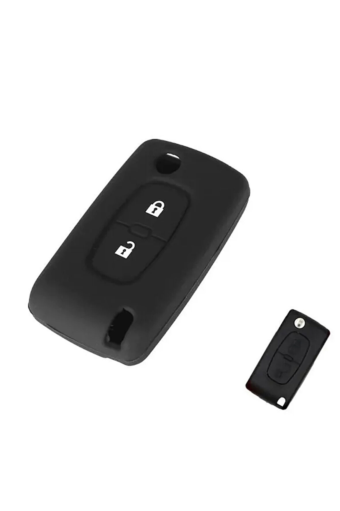 Citroen Berlingo Xsara Picasso C2 C3 C4 C5 C6 C8 Uyumlu 2 Tuş Silikon Anahtar Koruma Kılıf Siyah