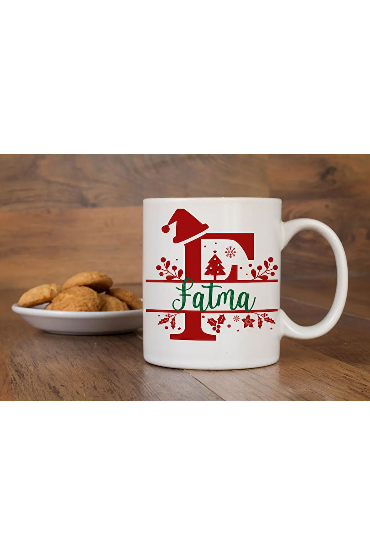 Yılbaşı Özel Kişiselleştirilebilir İsim Yazdırılabilir Harfli Kupa Bardak Christmas