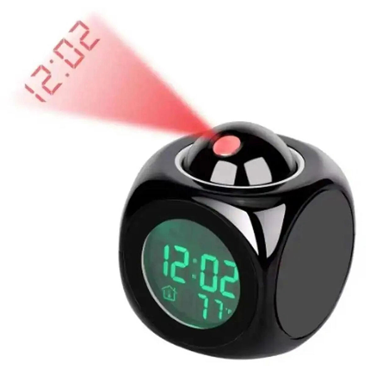 Projeksiyonlu LED Çalar Saat Büyük Kırmızı Zaman Gösterimi, Sıcaklık ve Çoklu Alarm, LCD Ekran
