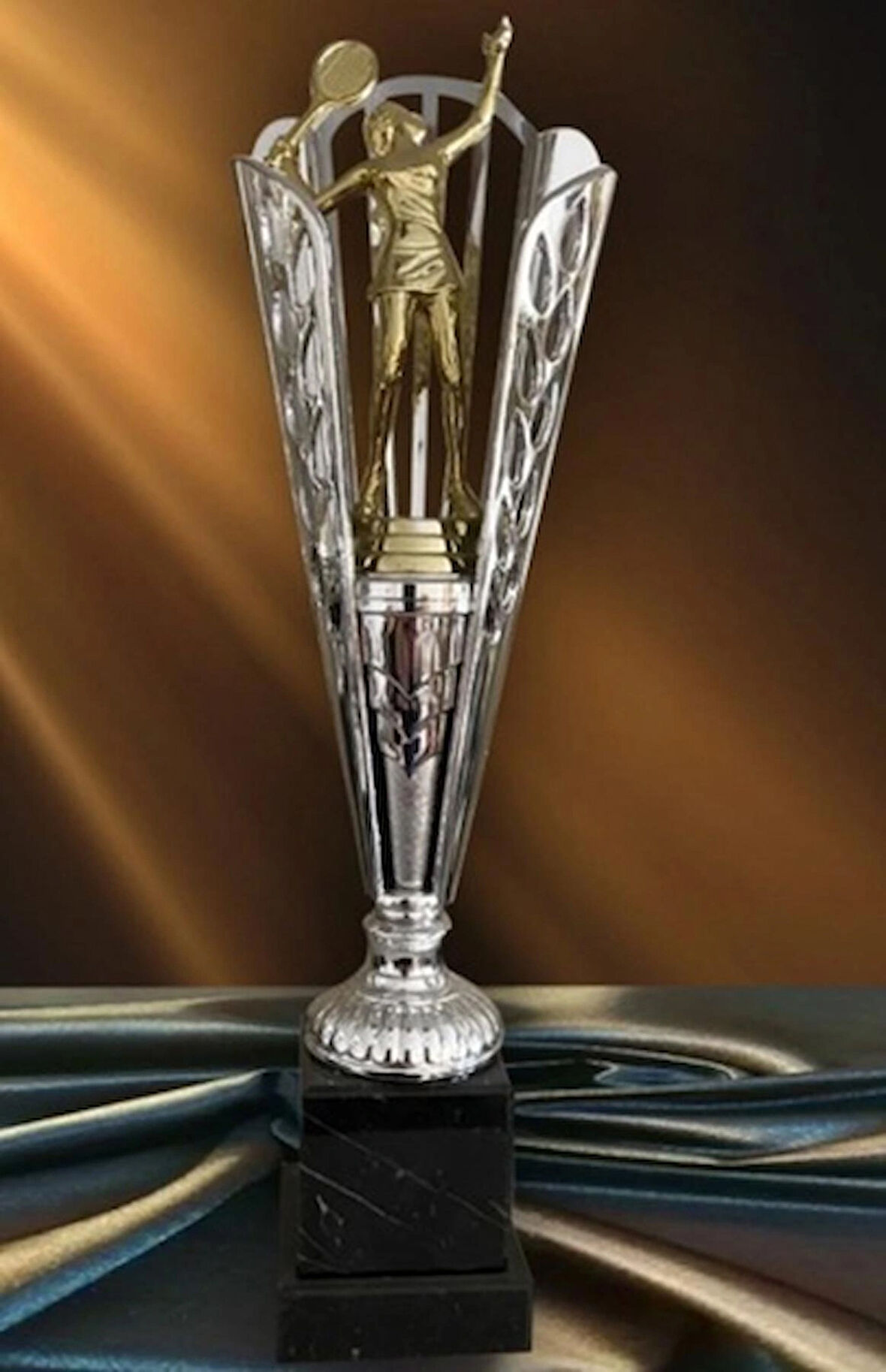 AYYILDIZ BAYRAKÇILIK Ödül Kupası Fg015 32cm. Sarı Metal Tenis Figürlü