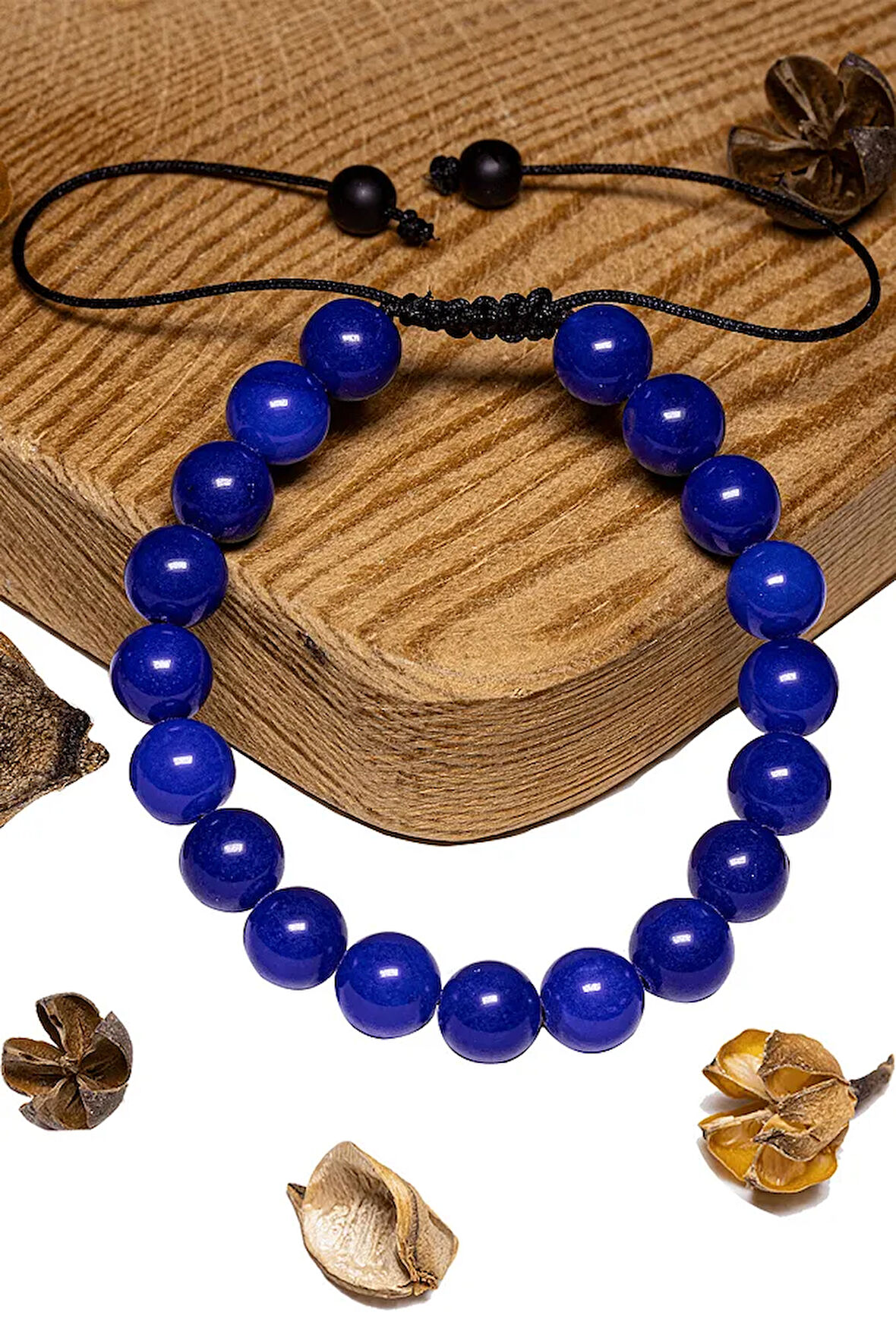 Sertifikalı Gece Mavi Lacivert Akik Taşı Bileklik - Makrome