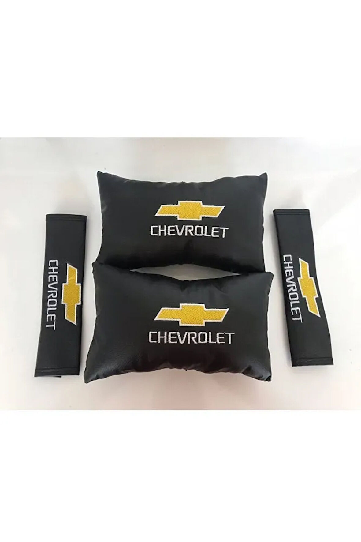 Chevrolet Nakışlı Cruze Aveo Deri 1 Çift Boyun Yastık Ve 1 Çift Kemer Pedi