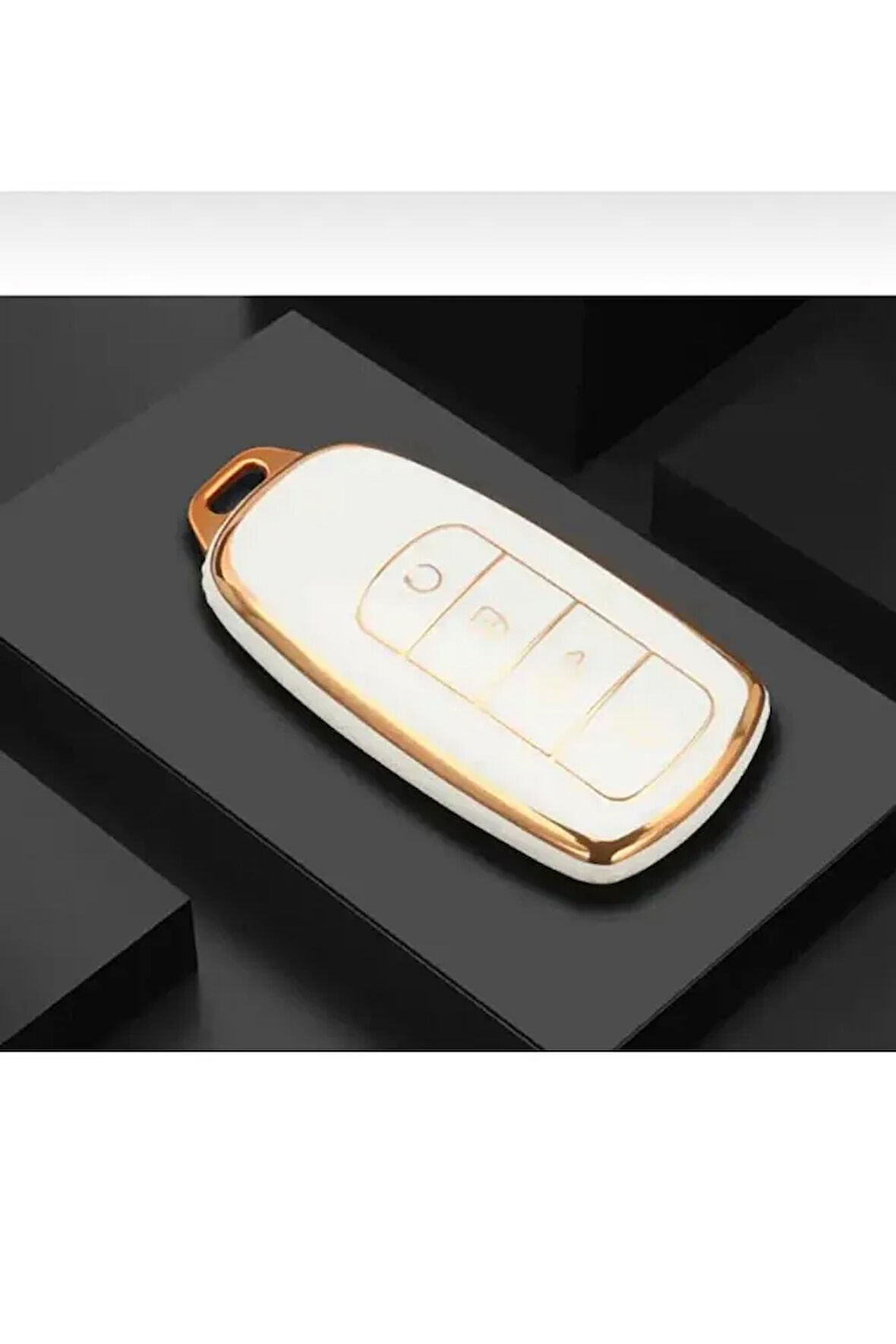 Chery Tiggo 8 Pro Omoda 5 Anahtar Kılıfı Beyaz/gold Lüx
