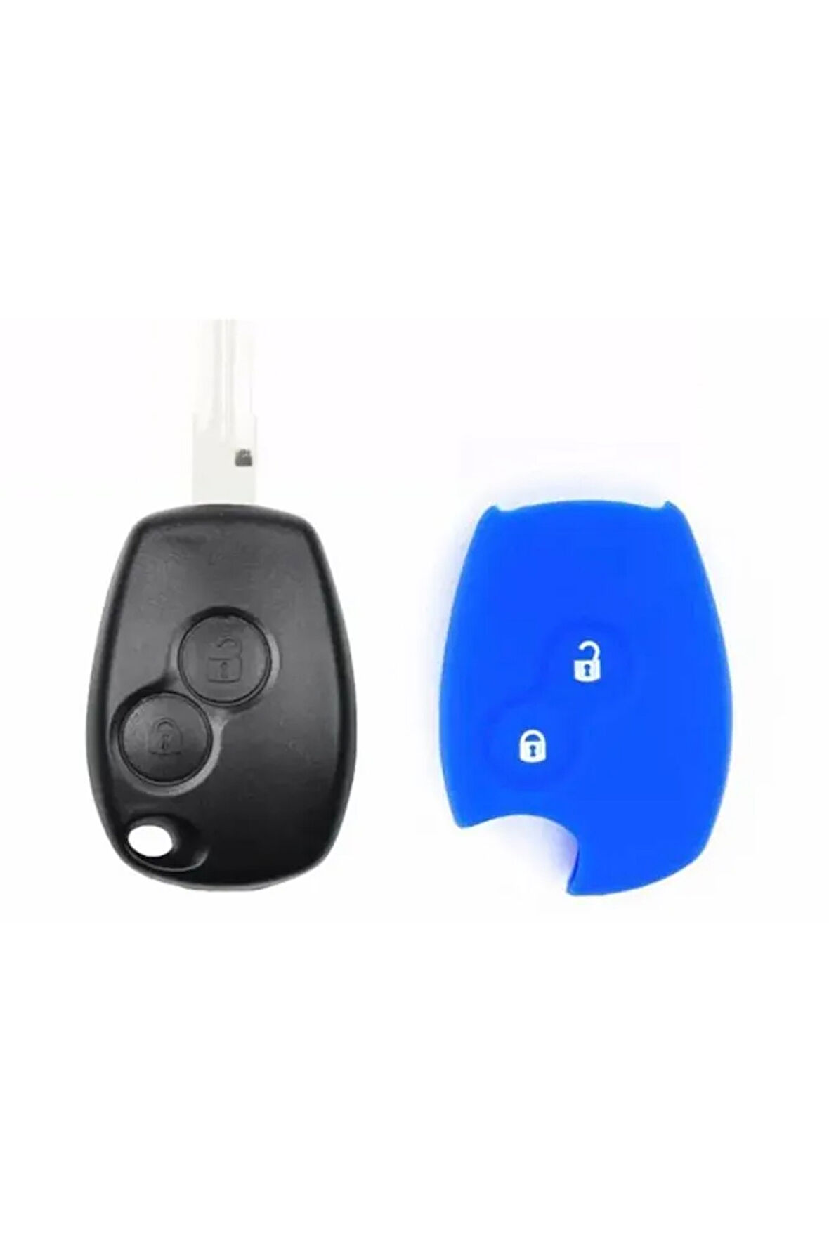 Clio Megane Duster Sandero Captur Uyumlu 2 Tuşlu Silikon Anahtar Koruma Kılıfı Mavi Renk