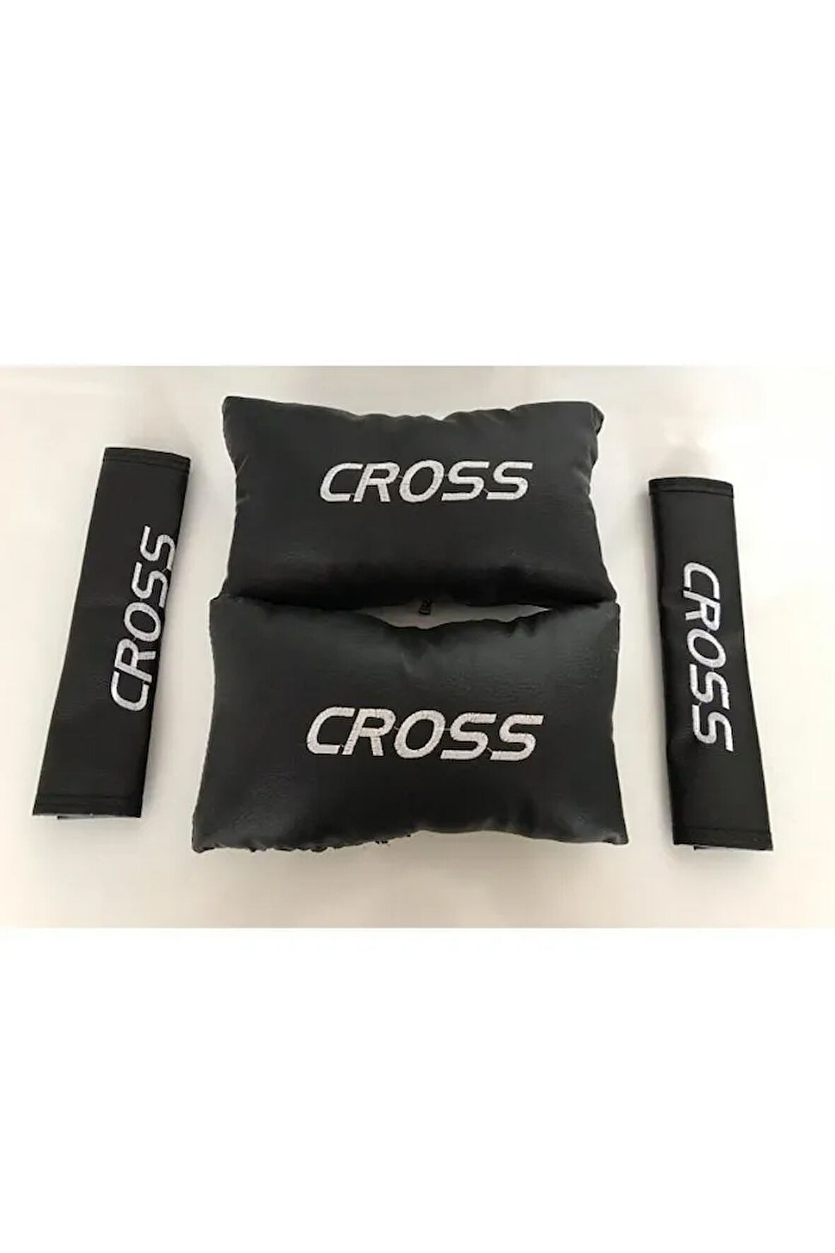 Fiat Egea Uyumlu Cross Nakışlı Deri Oto Boyun Yastığı Ve Kemer Pedi