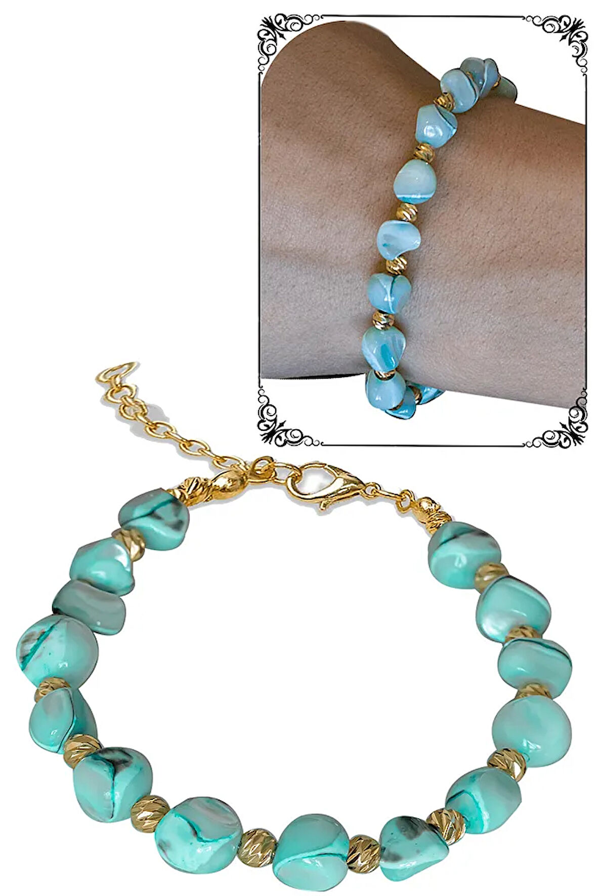 Sertifikalı Mavi Sedef Taşı Bileklik - Ayarlamalı