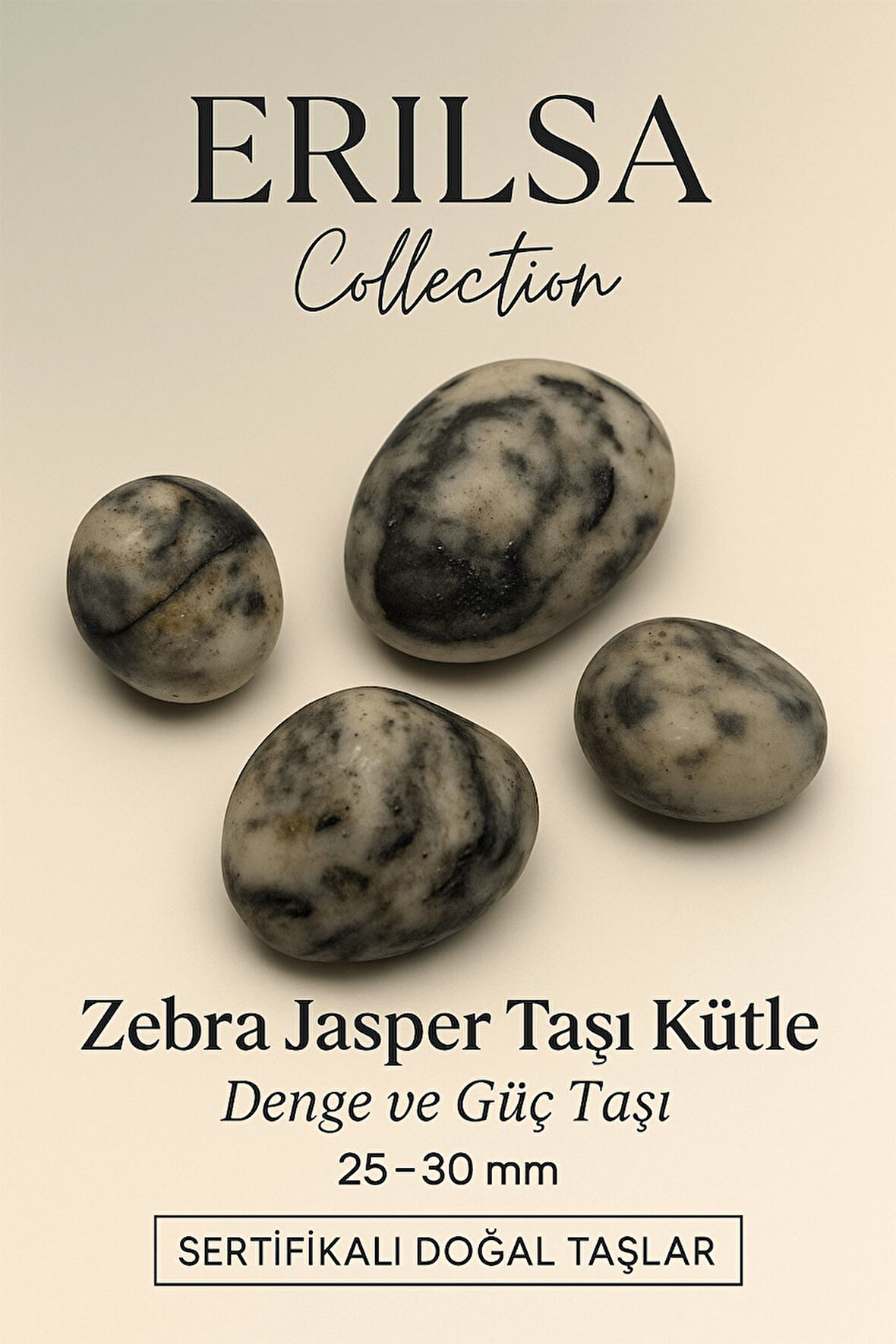 Sertifikalı Zebra Jasper Taşı Kütle 25–30 mm Denge Güç ve Koruma Taşı