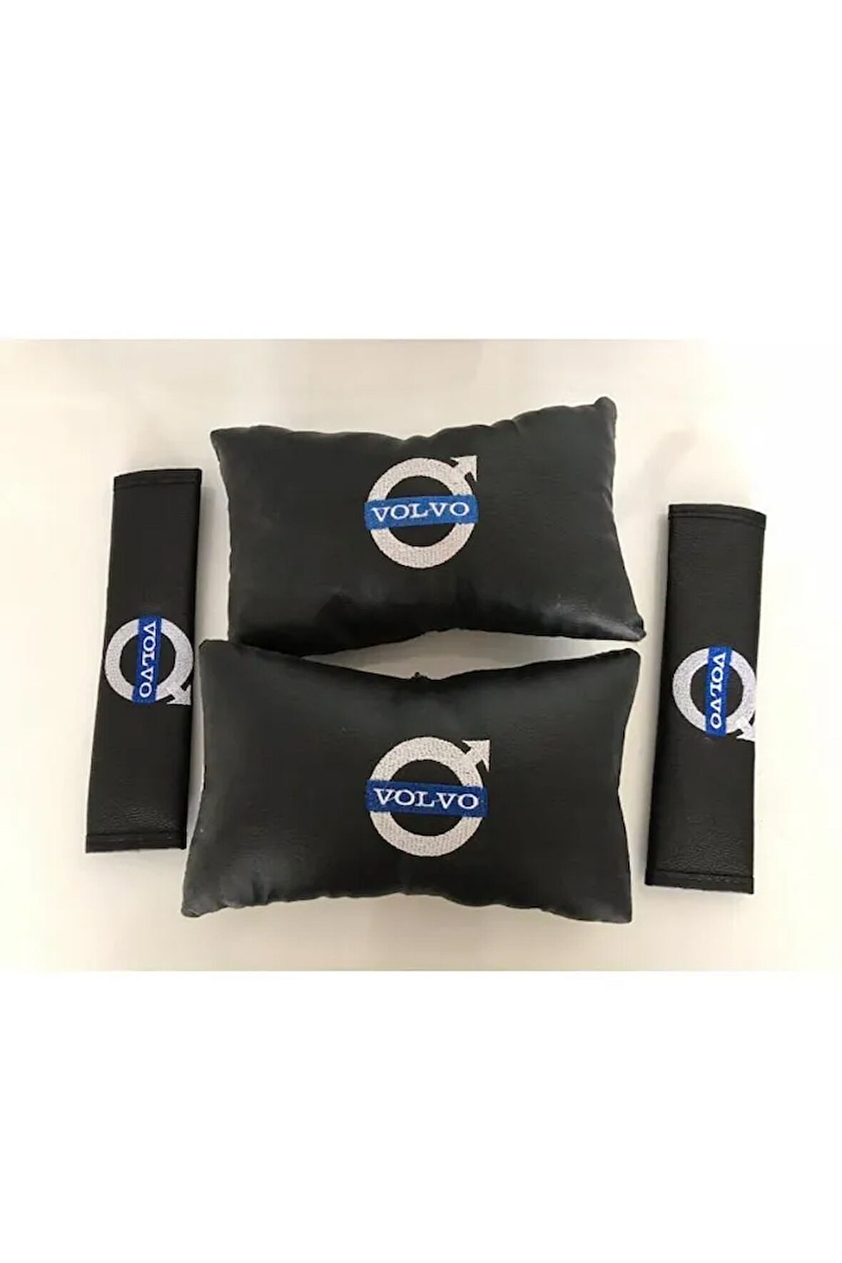 Volvo Nakışlı Deri Oto Boyun Yastığı Ve Kemer Pedi