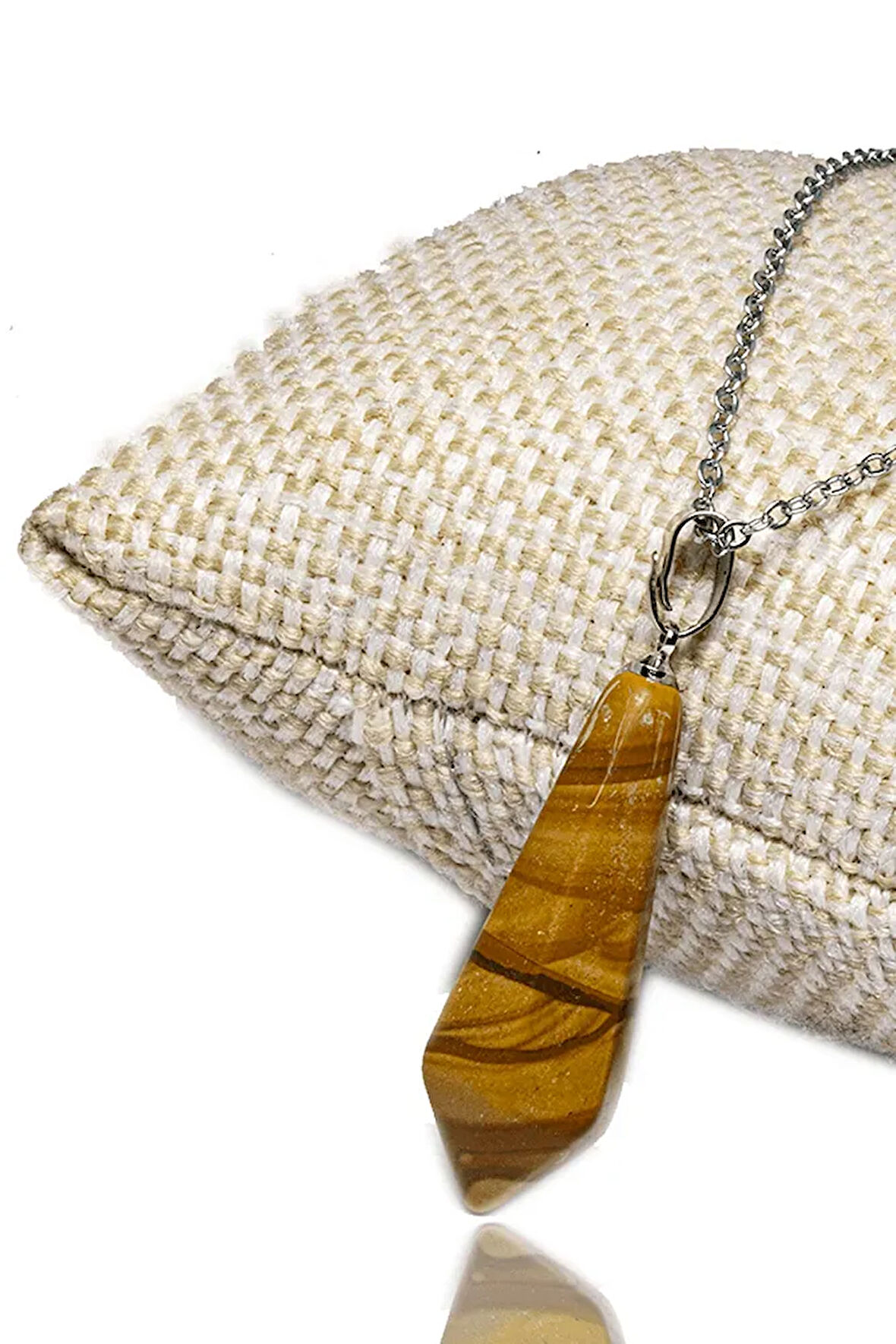 Sertifikalı Doğal Toprak Jasper Taşı Kolye (Gümüş Aparatlı)