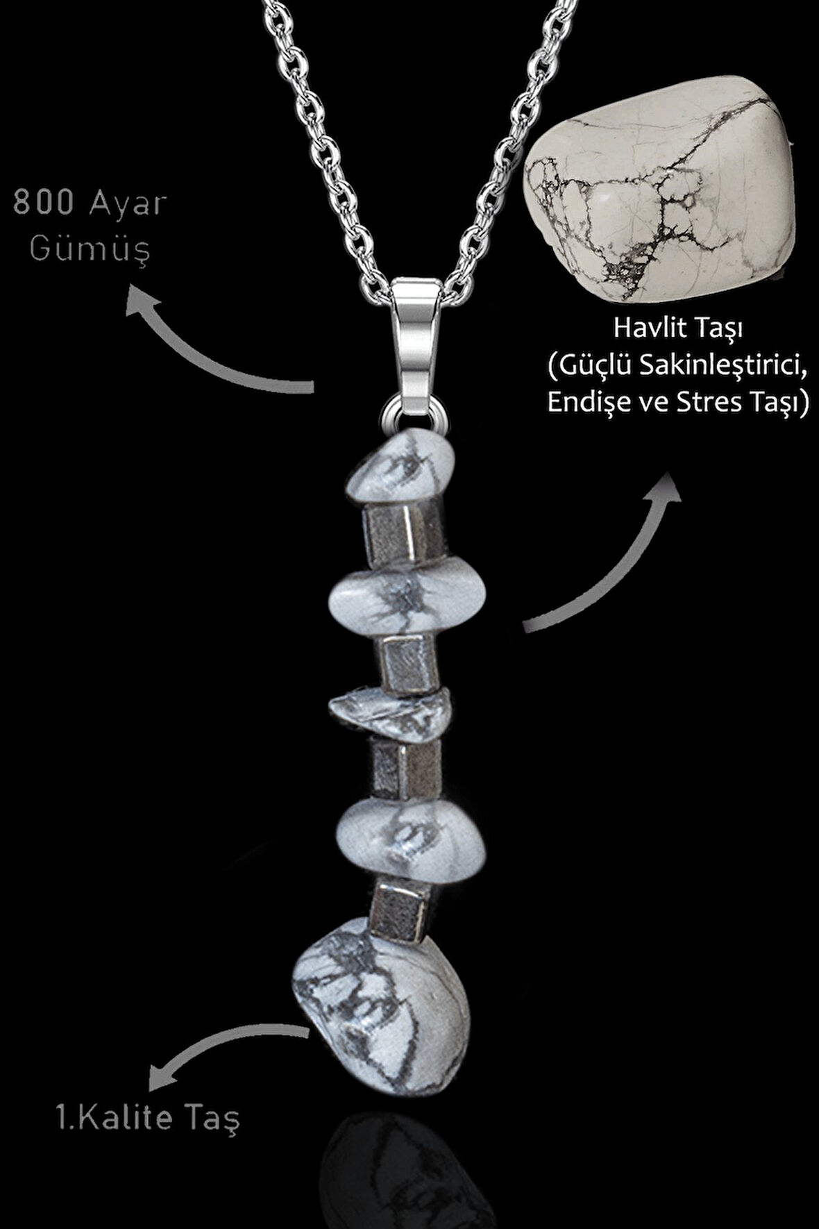 Sertifikalı Kırık Taşlı Model Havlit Taşı Kolye
