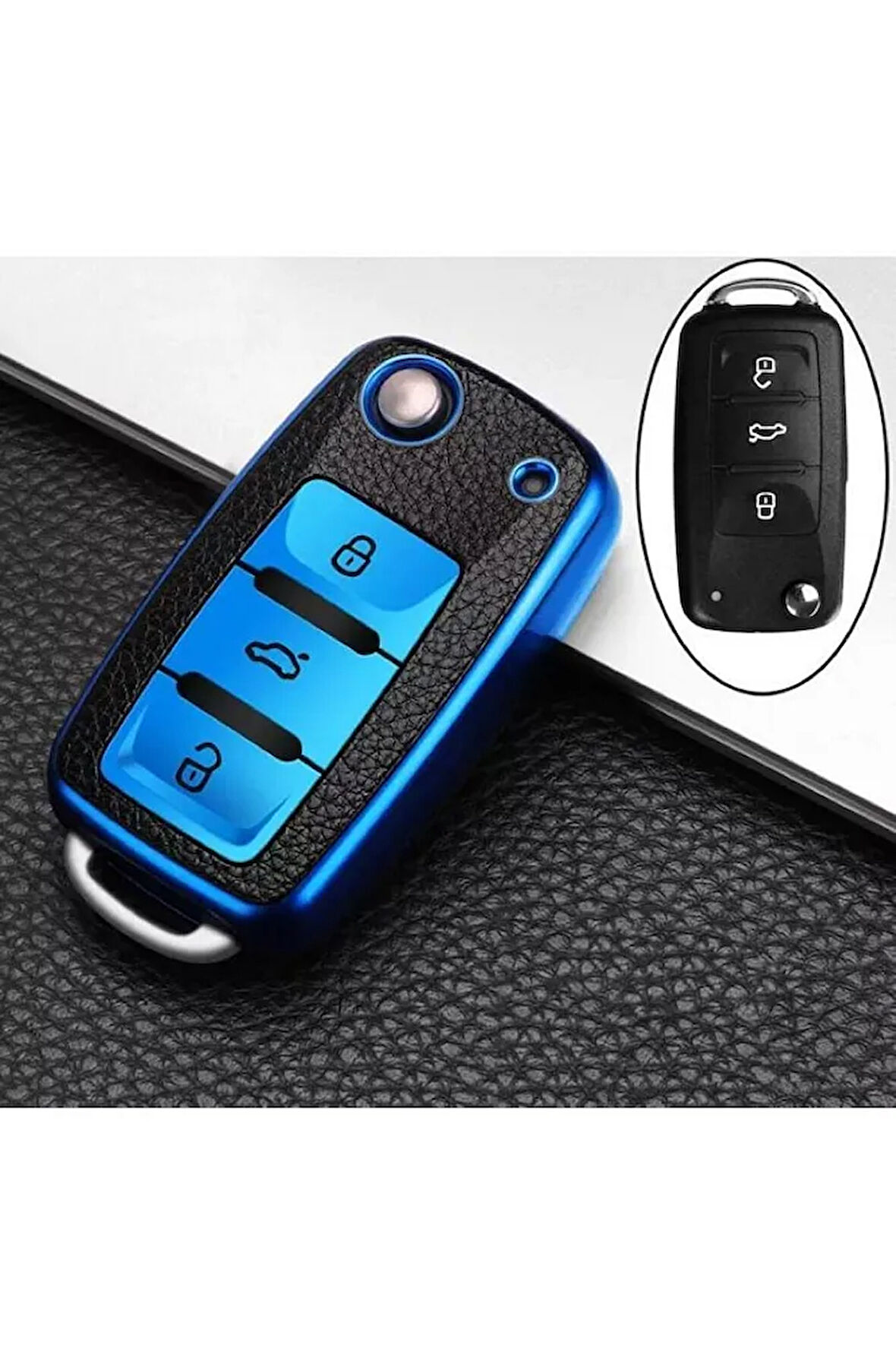 Passat Amarok Transporter Lüks Anahtar Koruma Kabı Kılıfı Mavi Renk Anahtar Teyiti Yapınız Lütfen