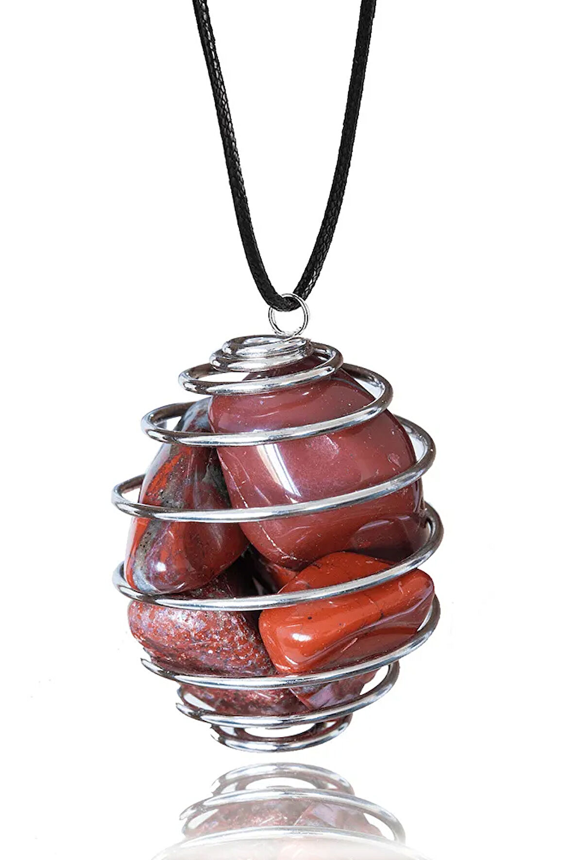 Sertifikalı Tel Sargılı Kafes Model Kırmızı Jasper Taşı Kolye