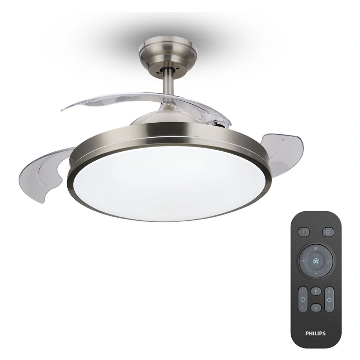 Philips  Atlas DC Fan ceiling Tavan Vantilatörlü Armatür,Açılır Kapanır Kanatlı,Kumandalı,Sarı Beyaz Işık