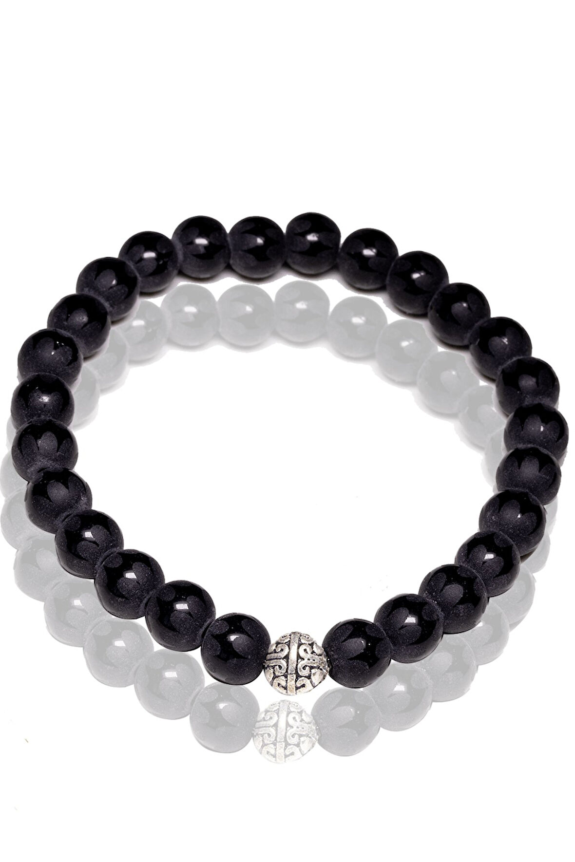 Sertifikalı Yarasa Desenli Ham Oniks Taşı Bileklik